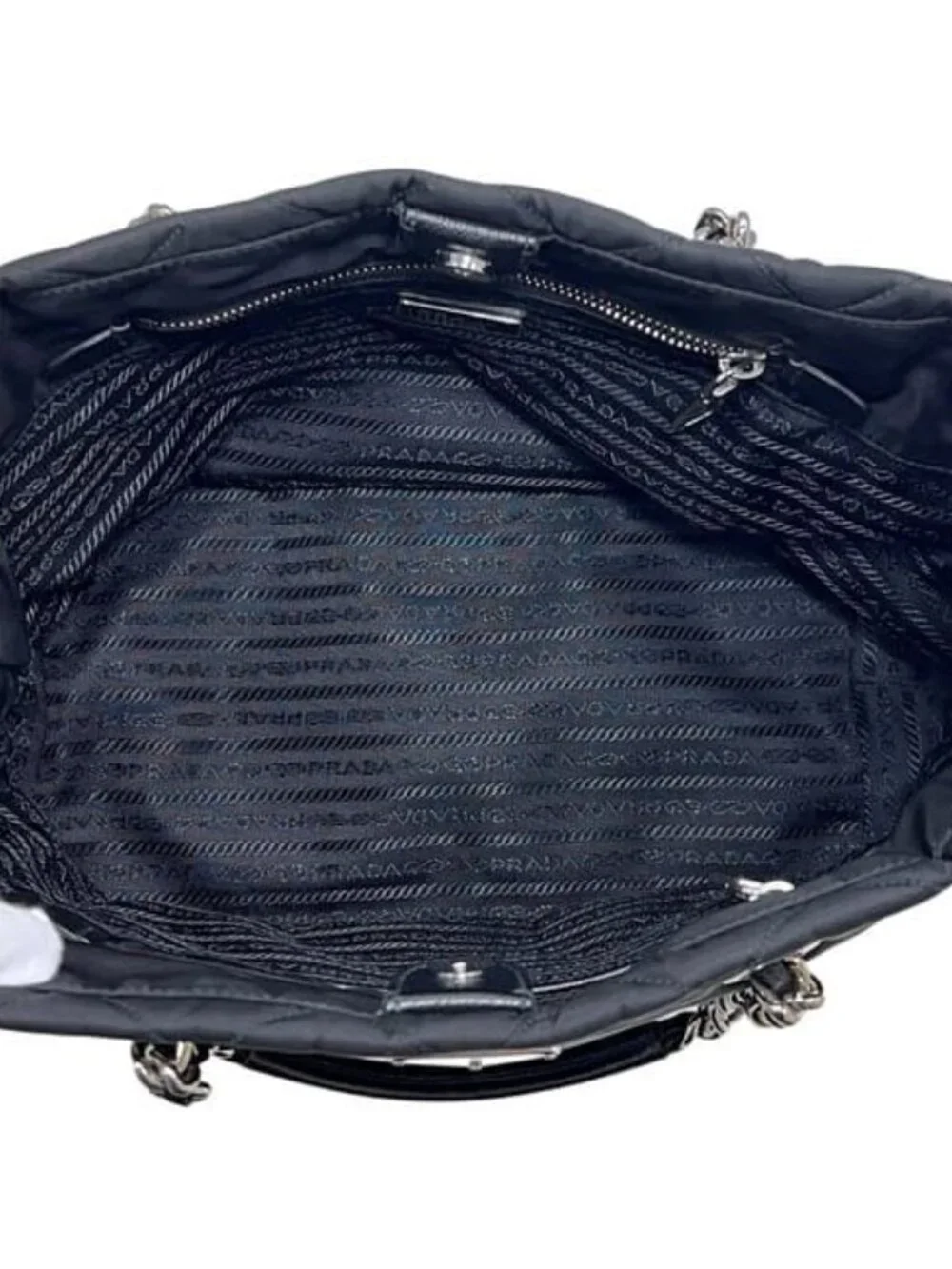 Prada Tote Chainto Black Nero Tessuto - Picture 4 of 10